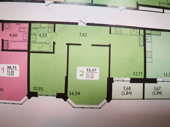 
   Продам 2-комнатную, 54 м², Красных Партизан ул, 1/4лит16

. Фото 9.