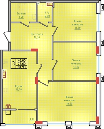 
   Продам 3-комнатную, 81.9 м², Суворов, дом 6

. Фото 2.