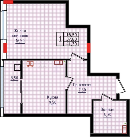 
   Продам 1-комнатную, 41 м², Суворов, дом 6

. Фото 2.
