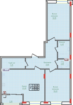 
  Продается 2-комн. квартира, 83.9 м², ЖК Суворов, дом 5
. Фото 2.
