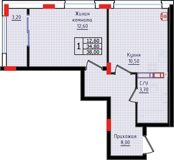 
  Продается 1-комн. квартира, 38 м², ЖК Суворов, дом 6
. Фото 2.