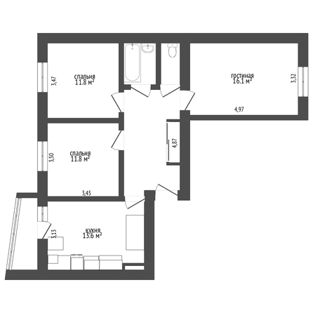 
   Продам 3-комнатную, 77 м², Кулакова пр-кт, 67/3

. Фото 16.