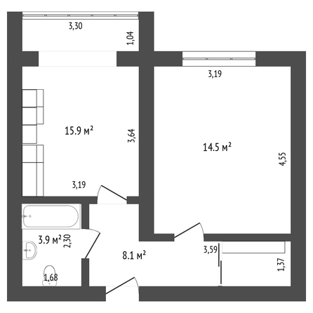 
   Продам 1-комнатную, 30.2 м², Матрёны Наздрачёвой ул, 3/1

. Фото 16.