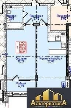 
   Продам 1-комнатную, 55.94 м², Виноградная ул

. Фото 4.