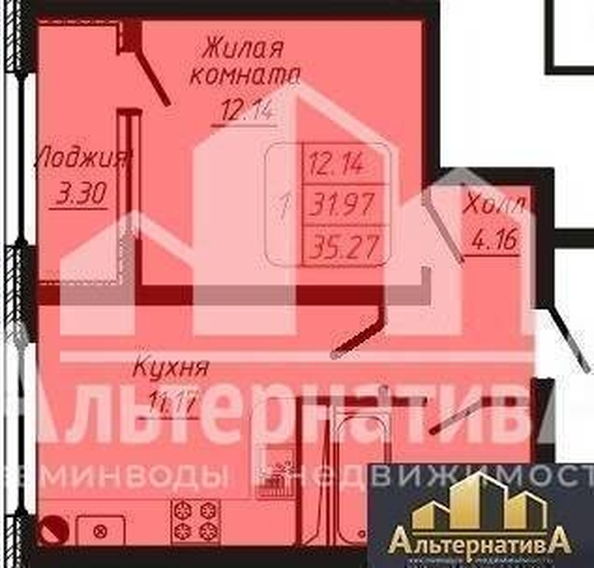 
   Продам 1-комнатную, 35.72 м², 40 лет Октября ул

. Фото 3.