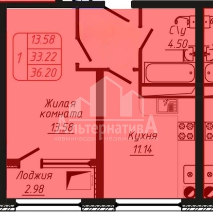 
   Продам 1-комнатную, 36.2 м², 40 лет Октября ул

. Фото 8.