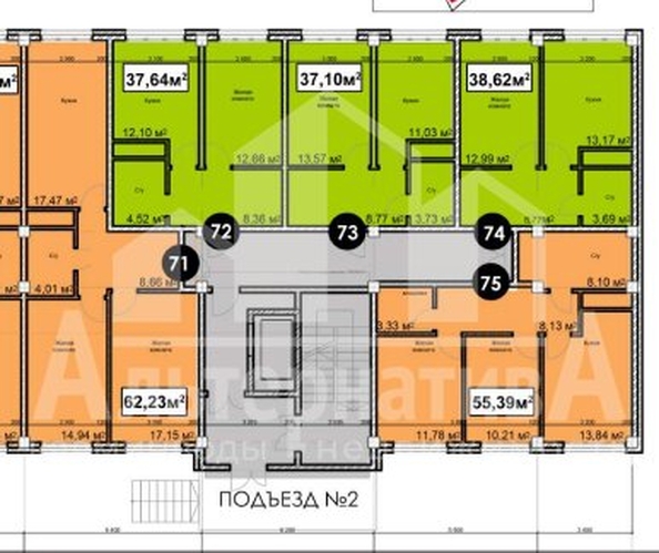 
   Продам 2-комнатную, 62.23 м², Благодатная ул

. Фото 6.