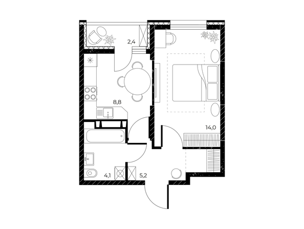 
  Продается 1-комн. квартира 33.3 м², в ЖК Панорама на Театральном, литера 1. Фото 1.
