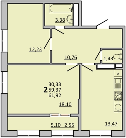 
  Продается 2-комн. квартира 61.65 м², в ЖК Фрейм, 11Б. Фото 1.