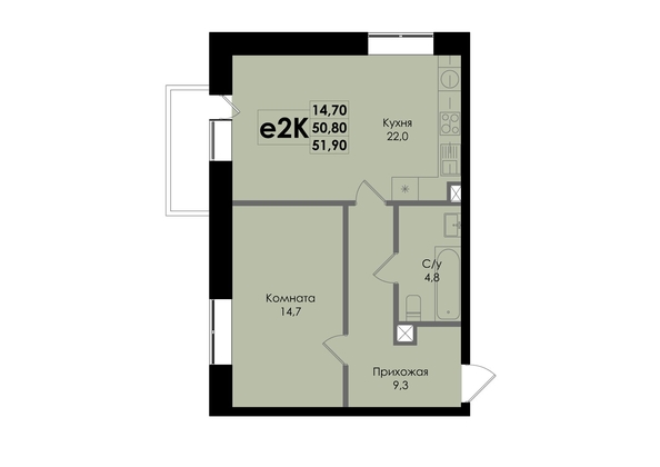 
  Продается 2-комн. квартира 51.9 м², в ЖК Ботаника, дом 1. Фото 1.