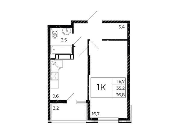 
  Продается 1-комн. квартира 36.3 м², в ЖК Флора, литера 2.1. Фото 1.