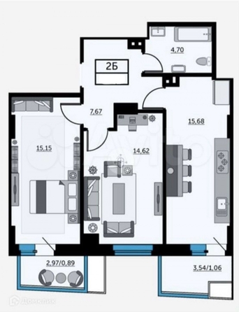 
  Продается 2-комн. квартира 60 м². Фото 16.