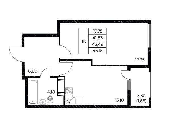 
  Продается 1-комн. квартира 45.15 м², в ЖК Звезда Столицы 2. Фото 1.