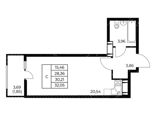 
  Продается студия 32.05 м², в ЖК Звезда Столицы 2. Фото 1.