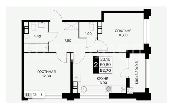 
   Продам 2-комнатную, 52 м², Шолохова пр-кт, 270/1

. Фото 1.