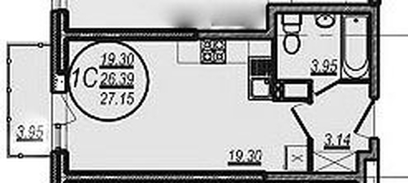 
   Продам студию, 27.1 м², Рыльского ул, 1

. Фото 1.