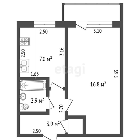 
   Продам 1-комнатную, 31 м², Луначарского ул, 179

. Фото 1.