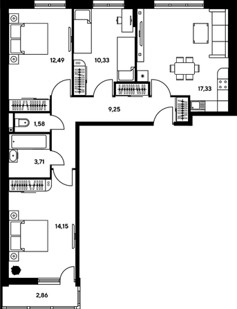 
   Продам 3-комнатную, 72.1 м², Нансена ул, 109/2

. Фото 1.