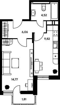 
   Продам студию, 30.41 м², Нансена ул, 109/2

. Фото 1.