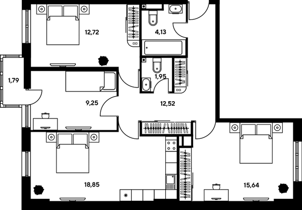 
   Продам 3-комнатную, 76.28 м², Гринсайд, 4.1-4.3

. Фото 1.