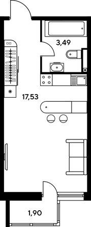 
   Продам студию, 24.28 м², Малина Парк, дом 1

. Фото 1.