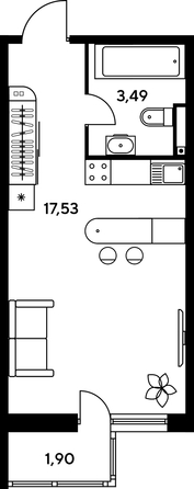 
   Продам студию, 24.01 м², Малина Парк, дом 1

. Фото 1.