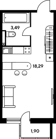 
   Продам студию, 24.46 м², Малина Парк, дом 2

. Фото 1.