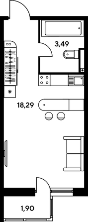 
   Продам студию, 24.19 м², Малина Парк, дом 2

. Фото 1.