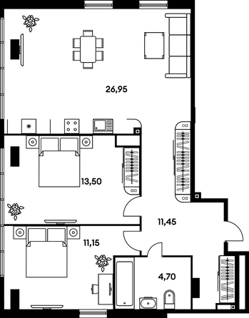 
   Продам 3-комнатную, 67.75 м², Гринсайд, 5.1-5.5

. Фото 1.