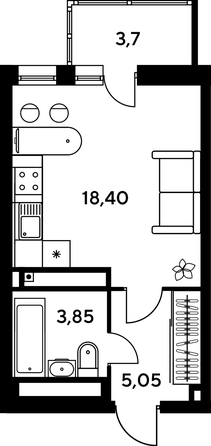 
   Продам 2-комнатную, 41.95 м², Сезоны

. Фото 1.