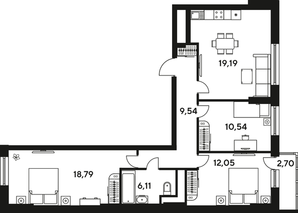 
   Продам 3-комнатную, 81.88 м², Малина Парк, дом 4

. Фото 1.