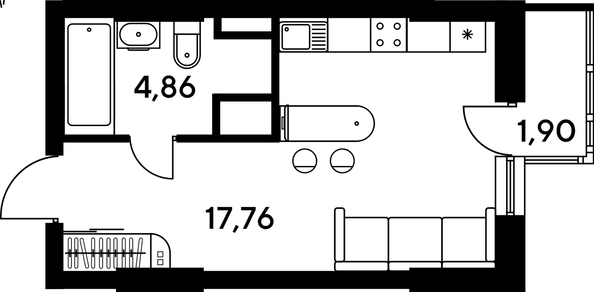 
   Продам студию, 24.74 м², Малина Парк, дом 4

. Фото 1.