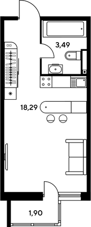 
   Продам студию, 24.18 м², Малина Парк, дом 1

. Фото 1.