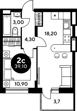 
  Продается студия, 23.65 м², ЖК Сезоны
. Фото 1.
