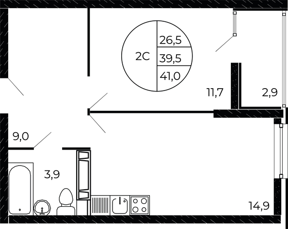 
   Продам 2-комнатную, 41 м², Флора, литера 1.2

. Фото 1.