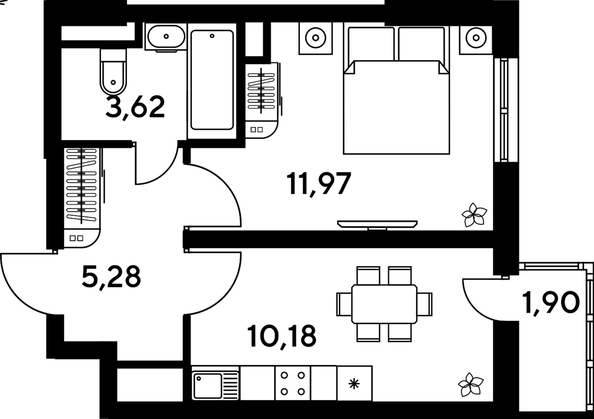 
   Продам 1-комнатную, 33.23 м², Малина Парк, дом 4

. Фото 1.