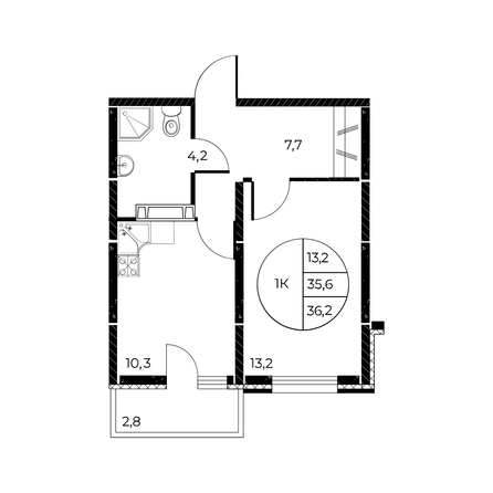 
   Продам 1-комнатную, 36.2 м², Панорама на Театральном, литера 1

. Фото 1.