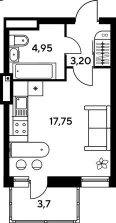 
   Продам студию, 30.35 м², Сезоны

. Фото 1.