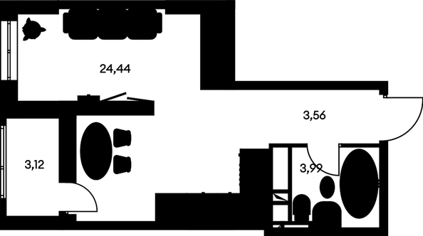 
   Продам студию, 35.34 м², Культура, дом 1

. Фото 1.