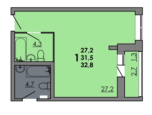 
   Продам студию, 32.8 м², Gray (Грэй), кв-л 11-3

. Фото 1.