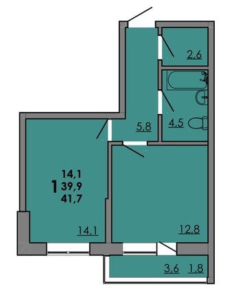 
   Продам 1-комнатную, 41.7 м², Gray (Грэй), кв-л 11-3

. Фото 1.