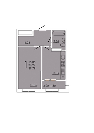 
   Продам 1-комнатную, 37.79 м², Frame (Фрейм), 11А

. Фото 1.