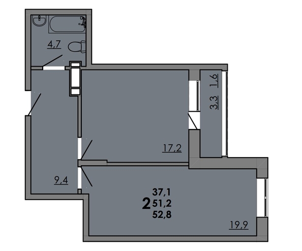 
   Продам 2-комнатную, 52.8 м², Gray (Грэй), кв-л 11-2

. Фото 1.