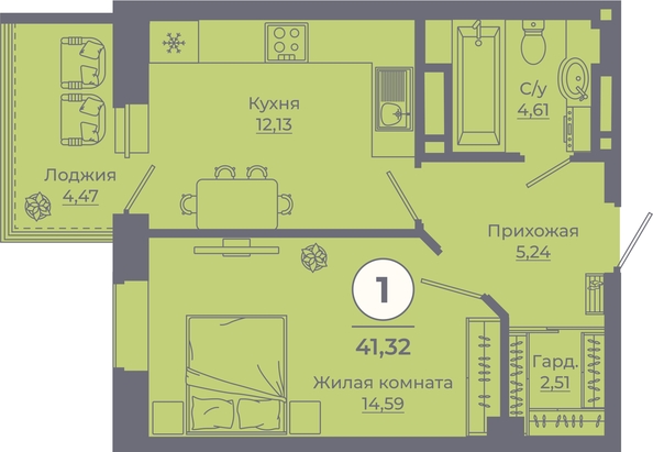 
   Продам 1-комнатную, 41.32 м², Сокольники, литера 8

. Фото 2.