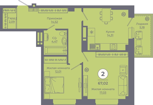 
   Продам 2-комнатную, 66.75 м², Сокольники, литера 9

. Фото 3.