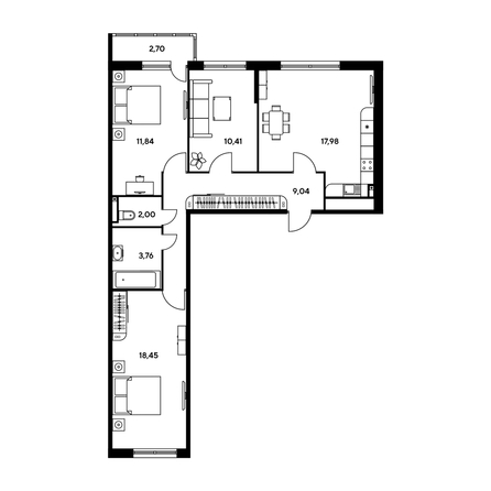 
   Продам 3-комнатную, 77.74 м², Малина Парк, дом 1

. Фото 1.