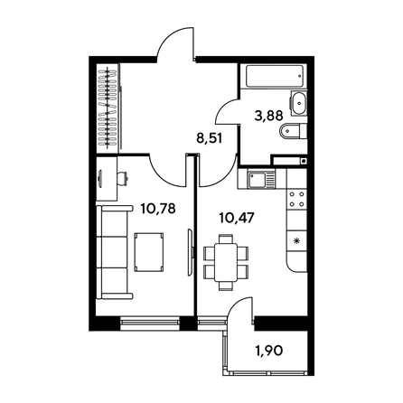 
   Продам 1-комнатную, 36.11 м², Малина Парк, дом 1

. Фото 1.