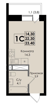 
   Продам студию, 23.4 м², Botanika (Ботаника), дом 1

. Фото 1.