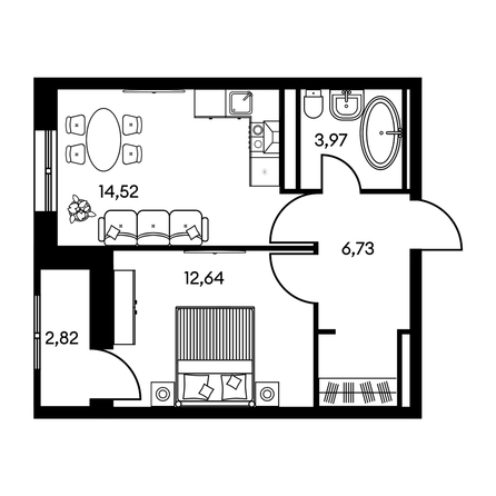 
  Продается 2-комн. квартира, 40.68 м², ЖК Культура, дом 2
. Фото 1.