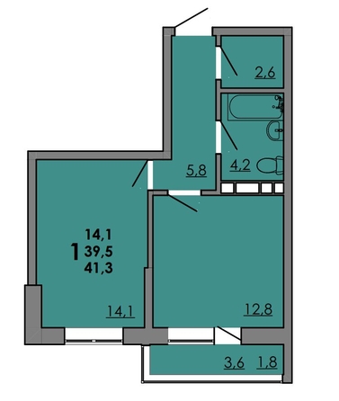 
  Продается 1-комн. квартира, 41.3 м², ЖК Gray (Грэй), кв-л 11-3
. Фото 2.